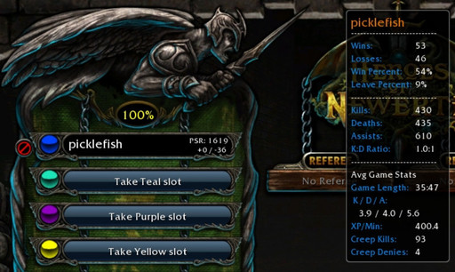 Heroes of Newerth - [Picklefish UI Mod] быстрый просмотр статистики, версия мода 9.0